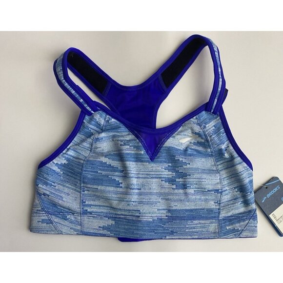Brooks 34C Rebound Racer Sports Bra Colbalt Ikat Jacquard - Picture 5 of 10